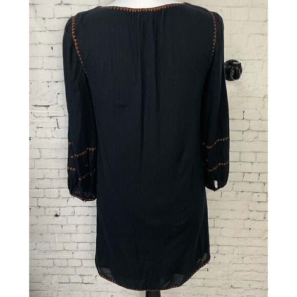 Madewell Women Black Sheath Dress Sz XXS Sweetheart Neck Ballon Sleeves Long E1 - Picture 6 of 12